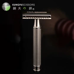 Barber Safety Razor para homens, lâmina reta ajustável, barbeador careca barbear, barbear perto