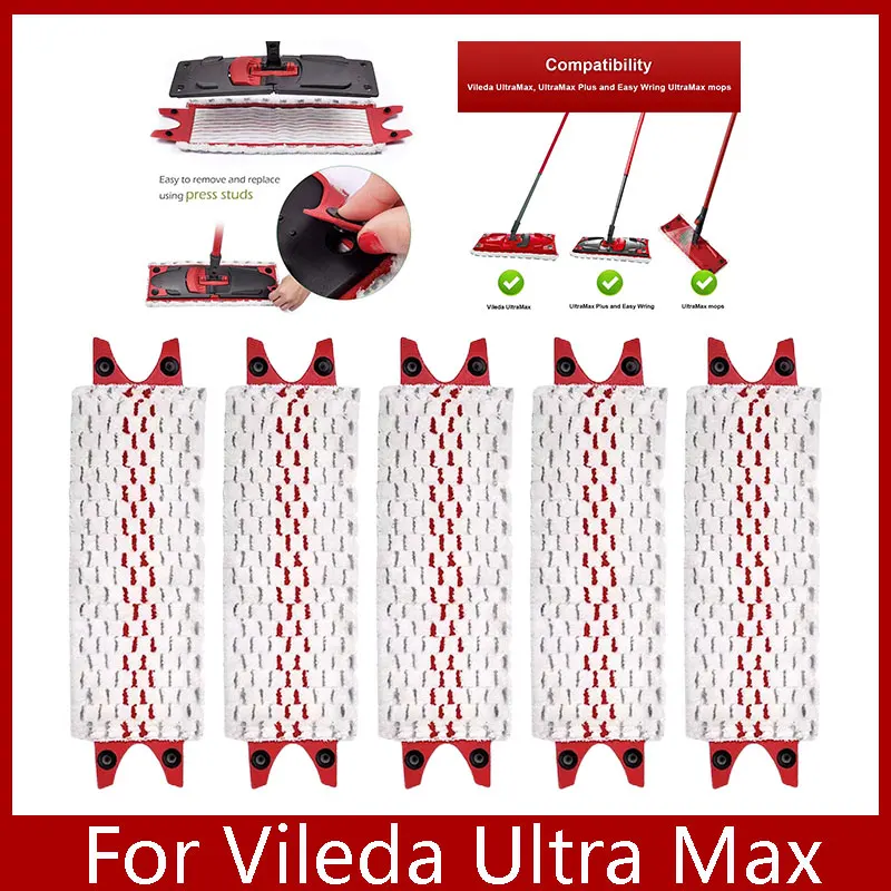 Tampons de rechange en microfibre pour balai plat Vileda Ultra Max, séchage rapide, lavables en machine, réutilisables, pièces de nettoyage