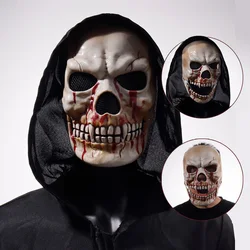 Máscara de calavera de boca movible para Halloween, Cosplay de Horror, esqueleto sangriento, asesino, demonio, casco de plástico, accesorios de disfraces de fiesta de casa encantada