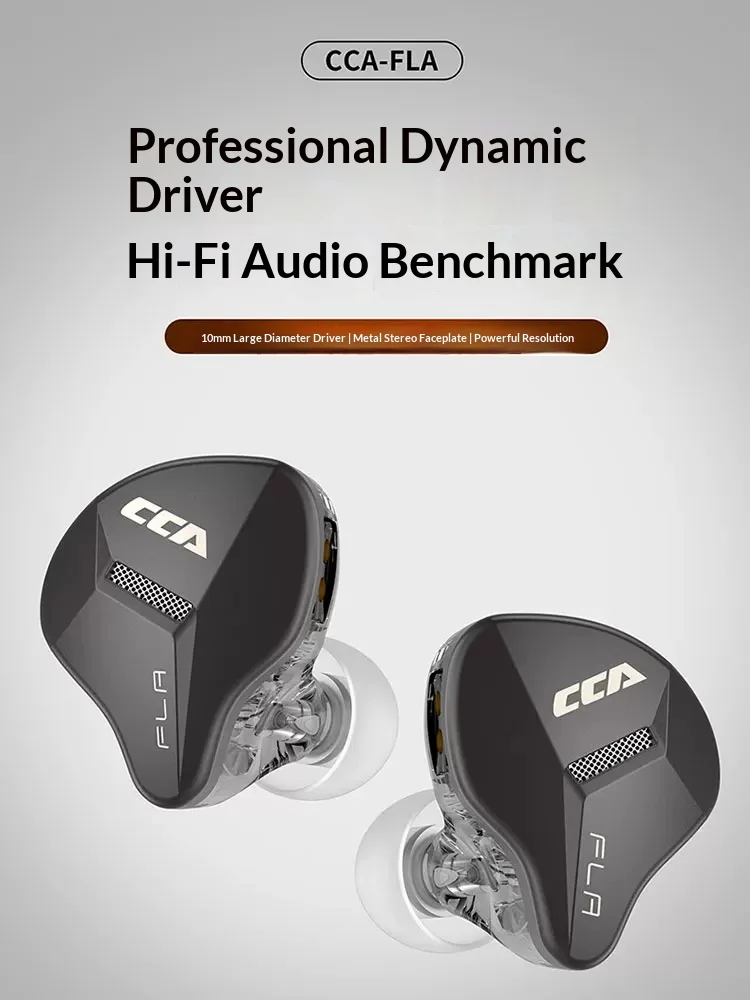 CCA FLA Wired Headphones 10mm Large Moving Coil Esports Headset High Resolution Tuning HiFi Sound Quality Light Weight For Gifts