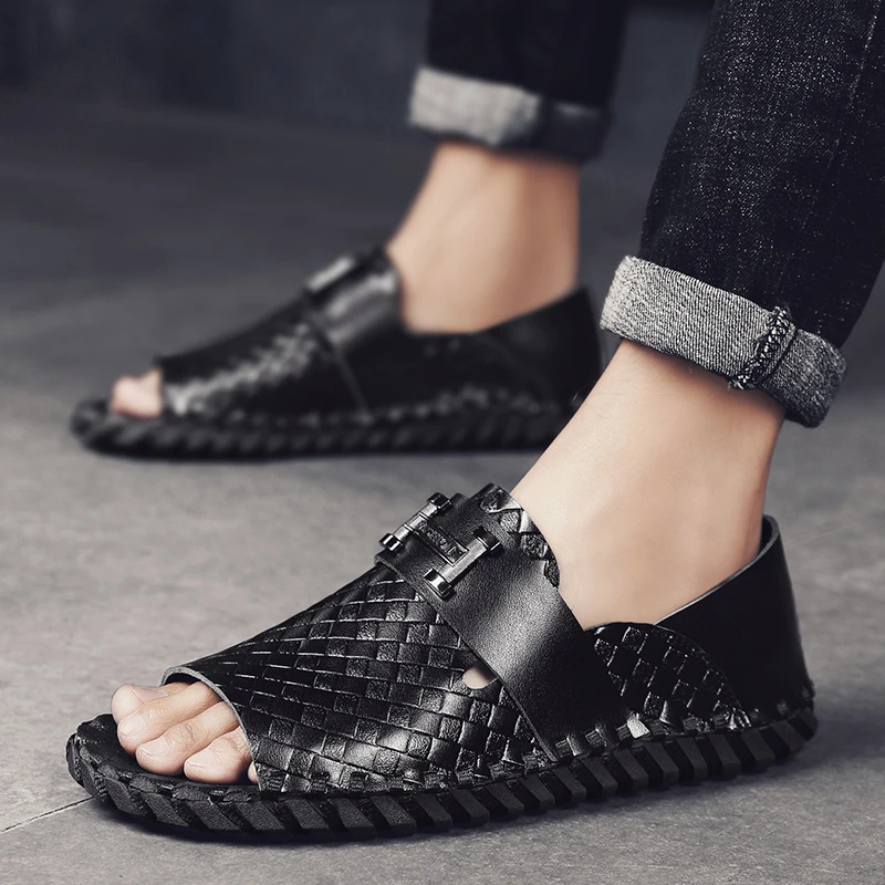 CYYTL Summer 2024 Men Sandals Retro Casual Leather Fisherman Male Slippers Outdoor Walking Beach Shoes Fashion Luxury Sport Flat
