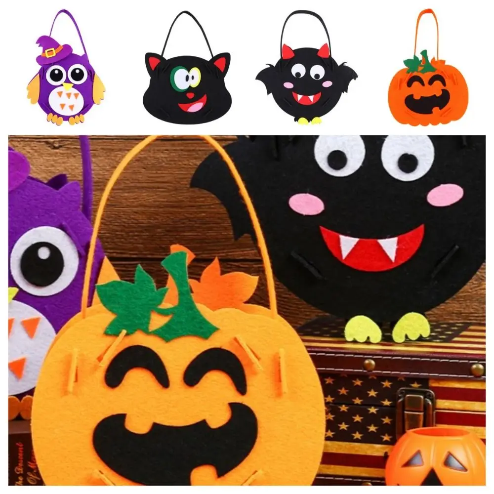 Portable DIY Halloween Candy Bag Handicrafts Ghost Bat Non-woven Fabric DIY Trick or Treat Bag Owl Pumpkin Bag Kindergarten