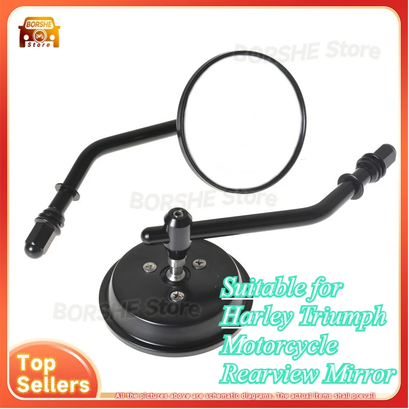

Suitable for Harley Triumph Motorcycle Rearview Mirror Retro Chrome Round Side Mirror for Bike Modification