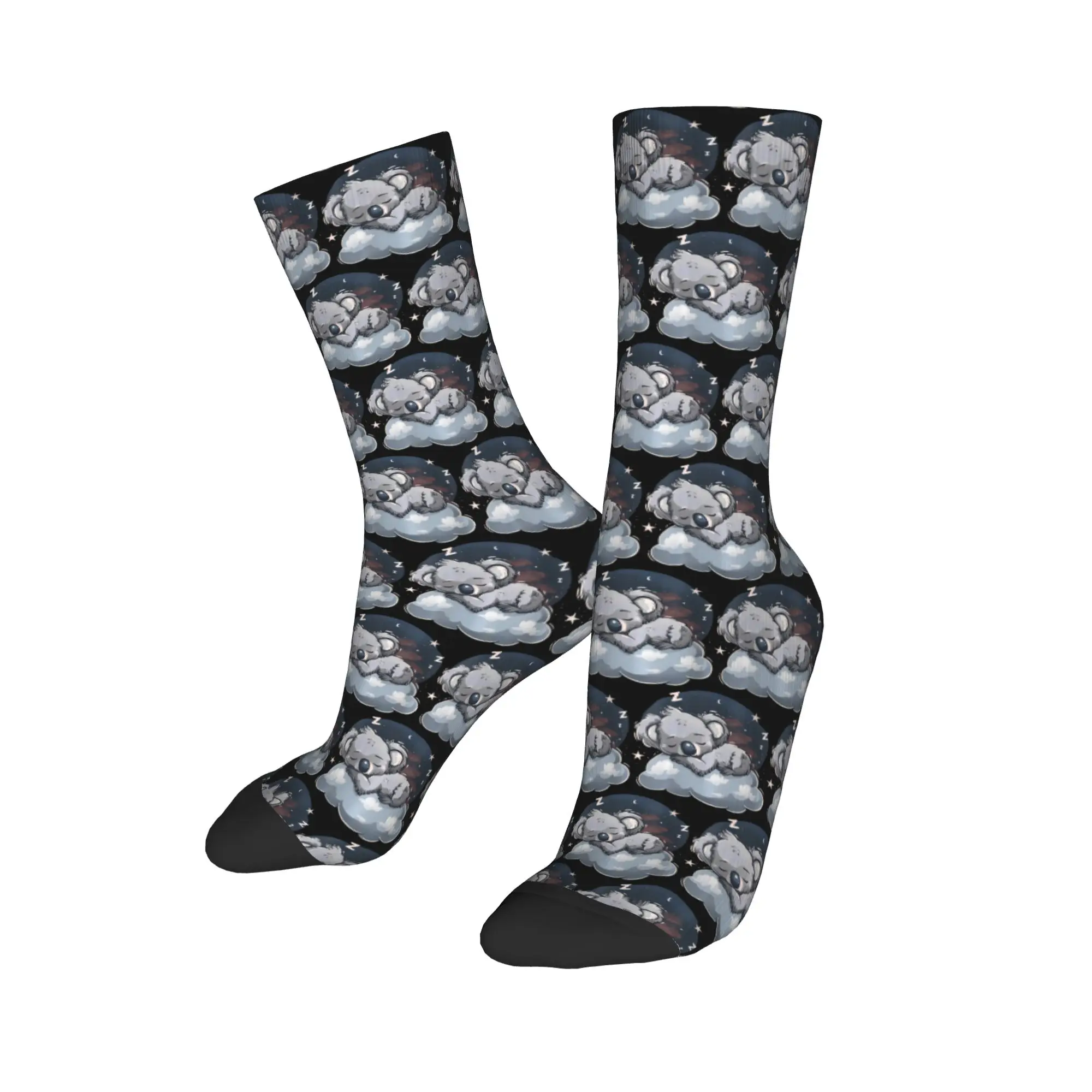 Cute Lazy Koala Bear Napping Dress Socks Men's Women's Polyester Funny Happy  Socks Harajuku Spring Winter Middle Tube Stockings