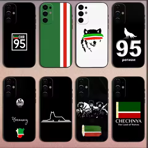 Chechen National 95 Flag Phone Case For Samsung S25,S24,S21,S22,S23,S30,Ultra,S20,Plus,Fe,Lite,Note,10,9,5G Black Soft Cover