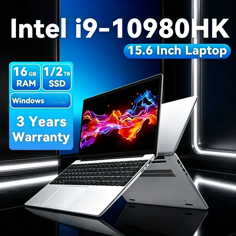2026 NEW Intel Core I9-10980HK 15.6 Inch Backlit Keyboard Fingerprint Unlock Laptop Office Study NoteBook Gaming Computer PC