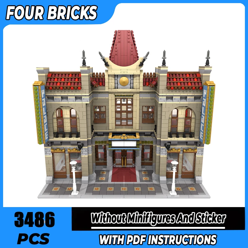 

Moc Building Blocks Chinese Cinema Palace Technology Modular Bricks Model Gifts Christmas Toys DIY Sets Assembly