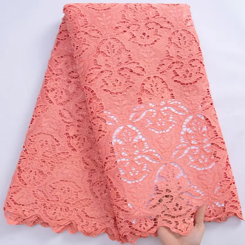 

SJD LACE Guipure Lace Fabric 2024 Latest African Nigerian Guipure Cord Lace Fabric with Sequins for Sewing Evening Dresses A3076