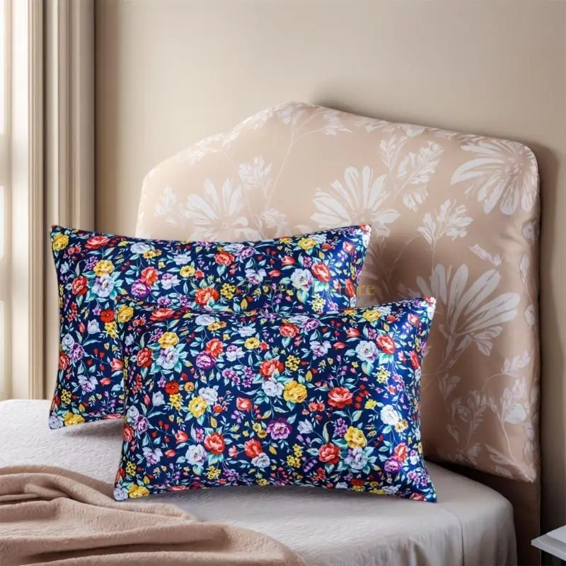 

AXYC Printeds Satins Pillow Cover Set Soft and Silky Feel Envelope Closure Hypoallergenics and AntiMite