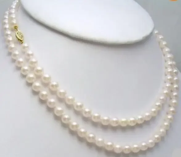 

CHARMING 8-9MM AAA WHITE AKOYA PEARL NECKLACE 35 INCH choker