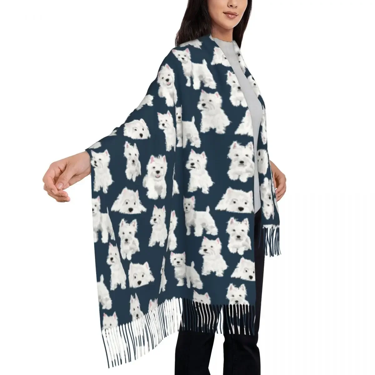 Custom Printed West Highland White Terrier Dog Scarf Men Women Winter Warm Scarves Cute Westie Puppy Shawls Wraps