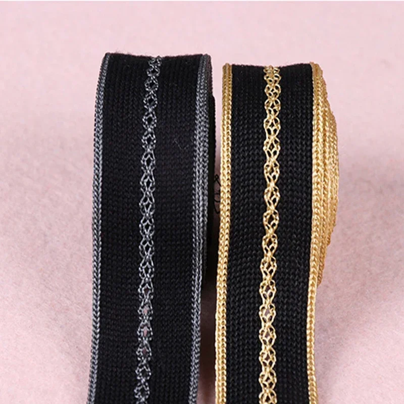 5 Yards Silver/Gold 20mm Knitting Webbing Mercerized Cotton Ribbon For Clothes Pants Side Hat Backpack DIY Sewing Handmade Craft