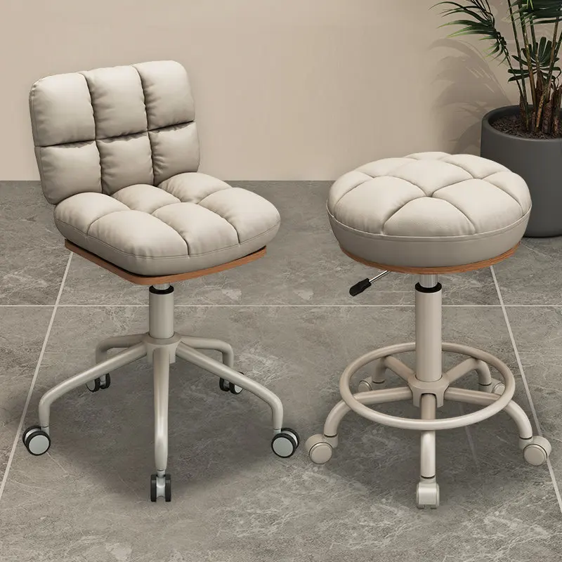 Simple Salon Stylist Chair Adjustable Height Swivel Stool with Backrest Comfortable Computer Chair Living Room Kitchen Bar Stool