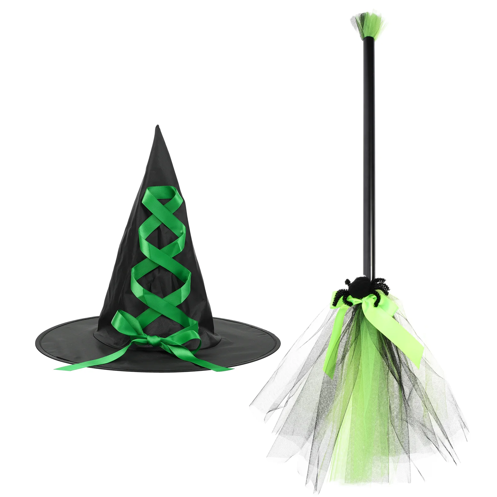 

Witch Hat Set Cosplay Props Stage Performance Broom Halloween Hats Toddler Wizard Caps Goth Clothes Witches Decorations Kit