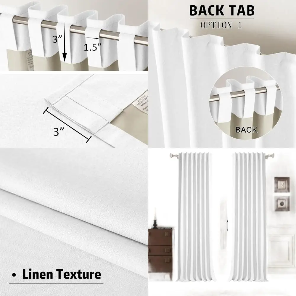 

Чисто белые плотные шторы из 100% льна, 50x120 дюймов, удлиненные панели от пола до потолка для больших раздвижных дверей