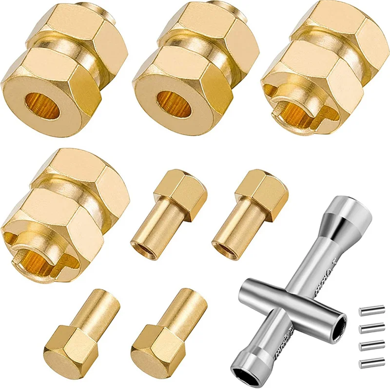 

A04F-8Pcs Brass Extended 7Mm Hex Wheel Hubs Combiner 4Mm Widened For AXIAL SCX24 90081 1/24 RC Crawler Car Upgrades Parts