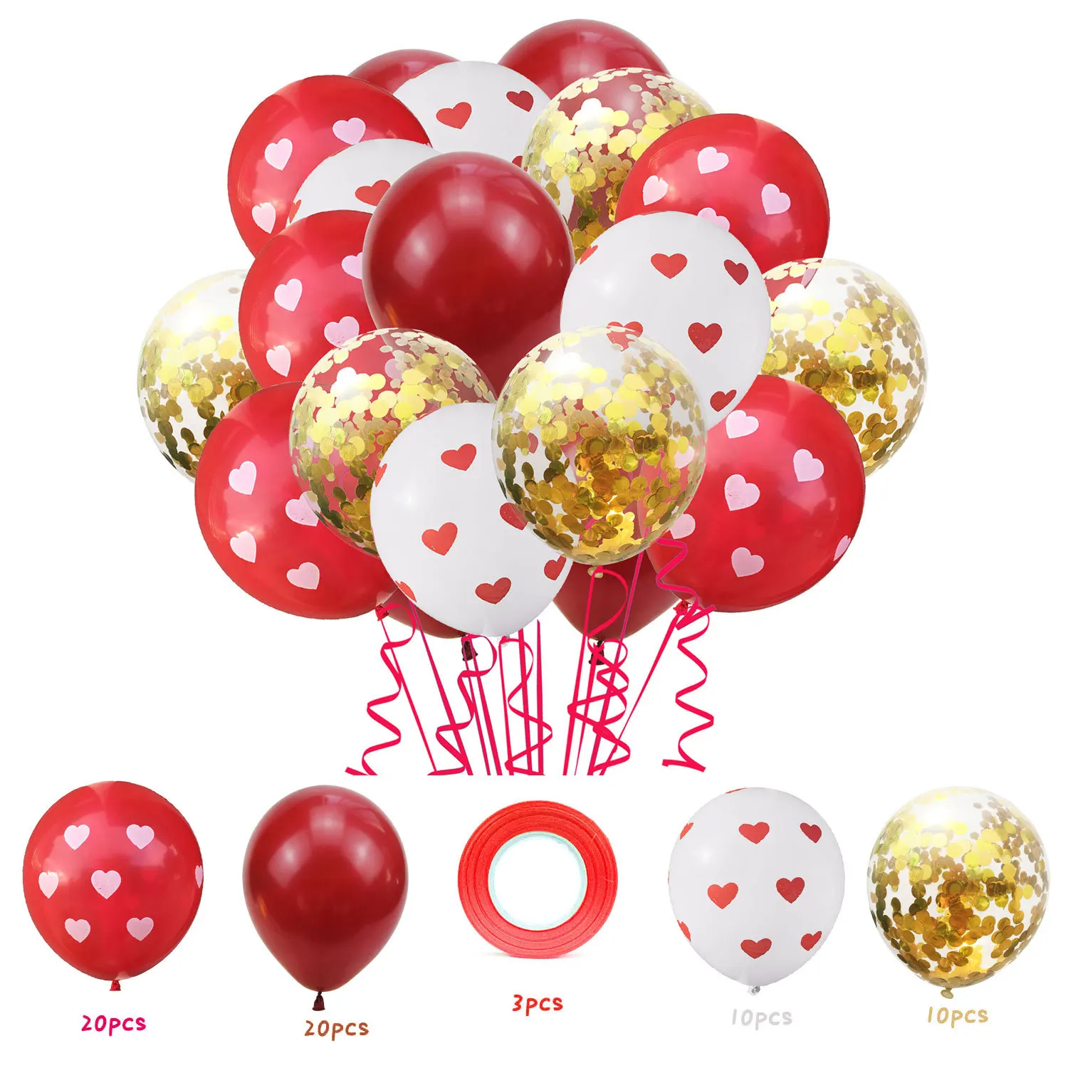 12 Inch Red Love Balloons Color Balloon Helium Globos for Valentine's Day Wedding Party Decoration Background Room Decor