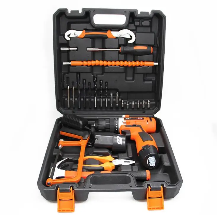 Free shipping Hardware Household Tool Set Lithium electric drill Electric Tool Hardware Electrical Maintenance Tool set Suitcase