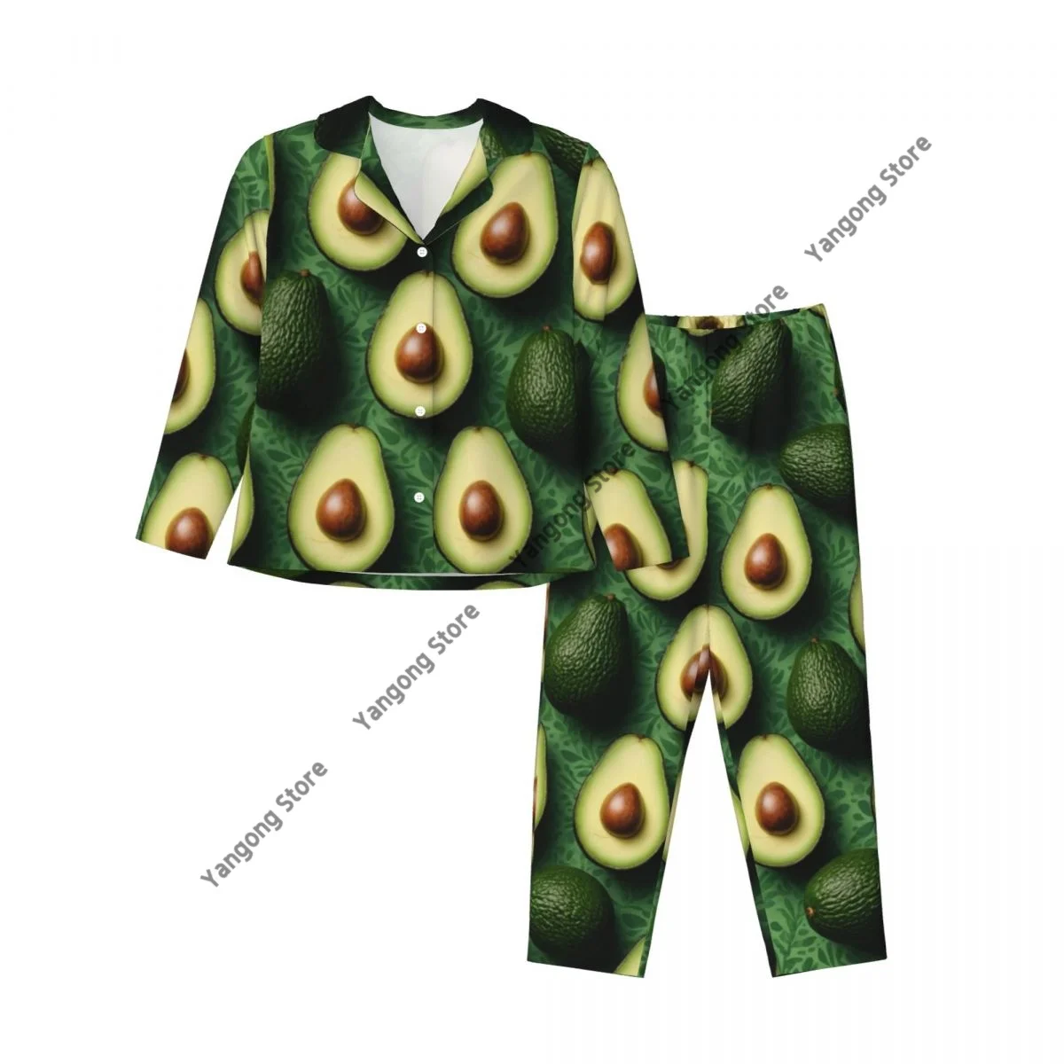 Frühling und Herbst Pyjama Set Damen Langarm Hosen Zweiteilige Avocado Home Furnishing Set