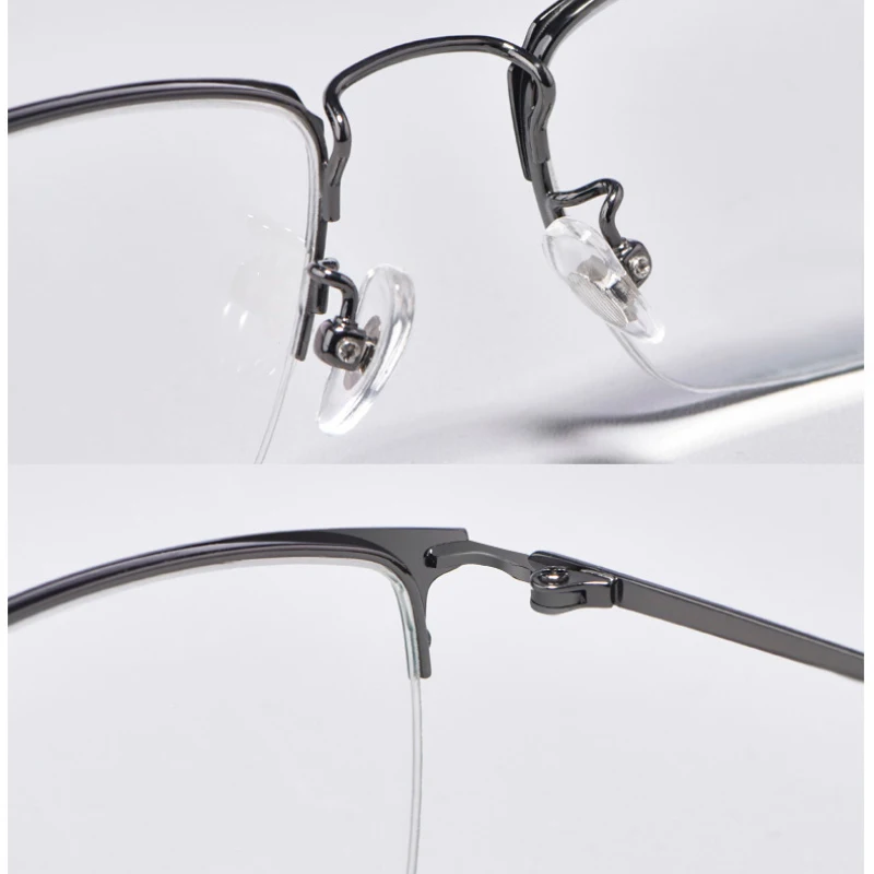 New Glasses Frame Optical Pure Titanium Eyeglasses Half Rimless Prescription Men Eyewear with Recipe Semi-Rimless Spectacles