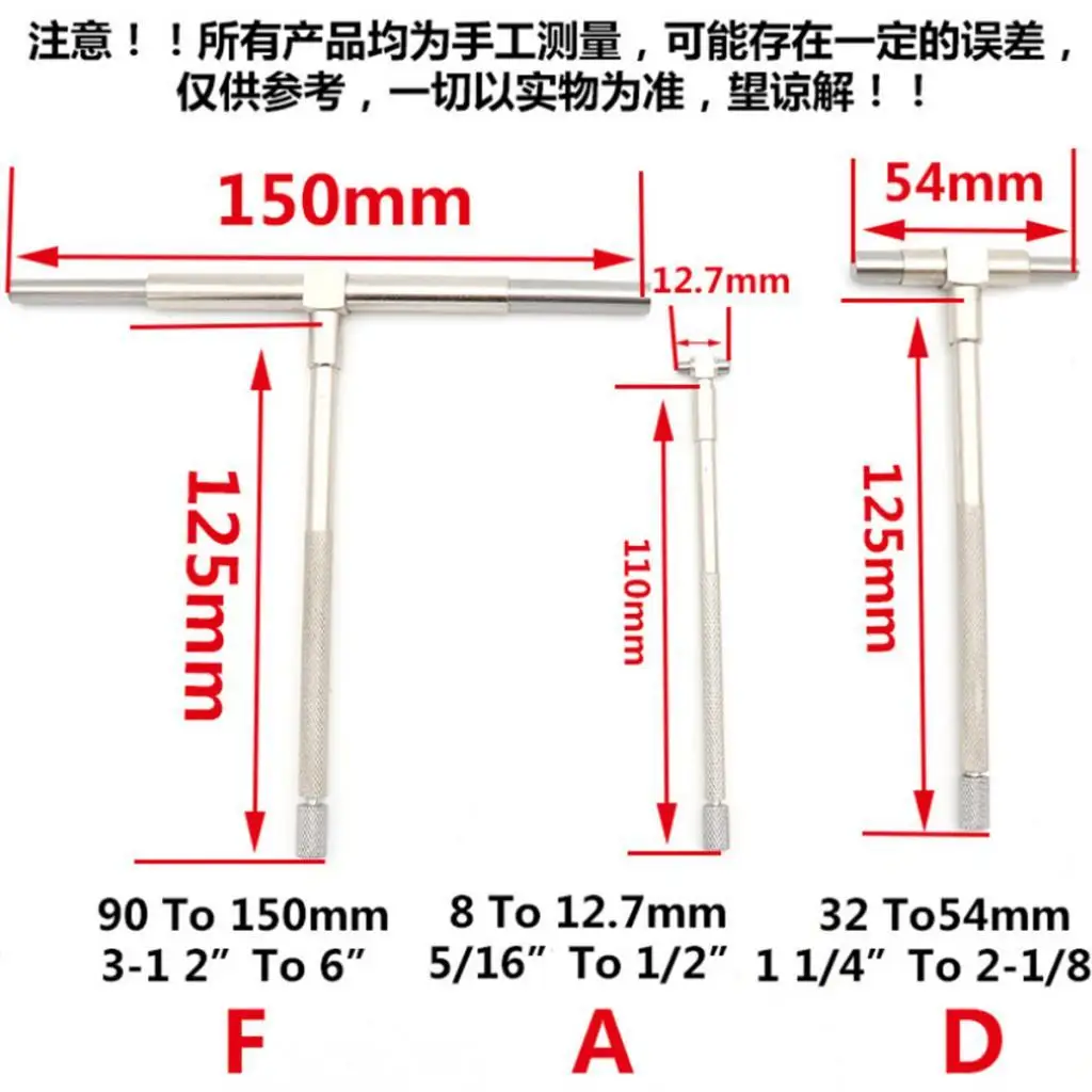Precision Adjustable Inner Diameter Measuring Tool 6PCS Telescopic Gauge Set for Accurate Bore Measurement in Workshop 6