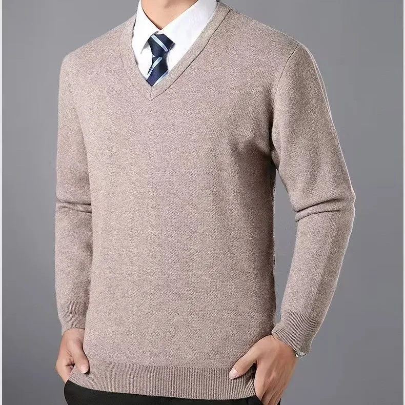 2025 new lunching sweater men autumn&winter fashion commerce V collar pure color high quality gentleman