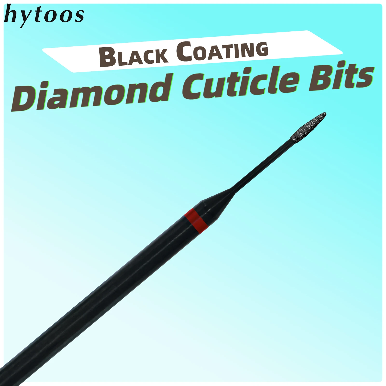 HYTOOS 1mm Mini Cone Cuticle Clean Nail Drill Bit, Black Russian Diamond Nail Bits Nail Cleaner Accessories for Dead Skin