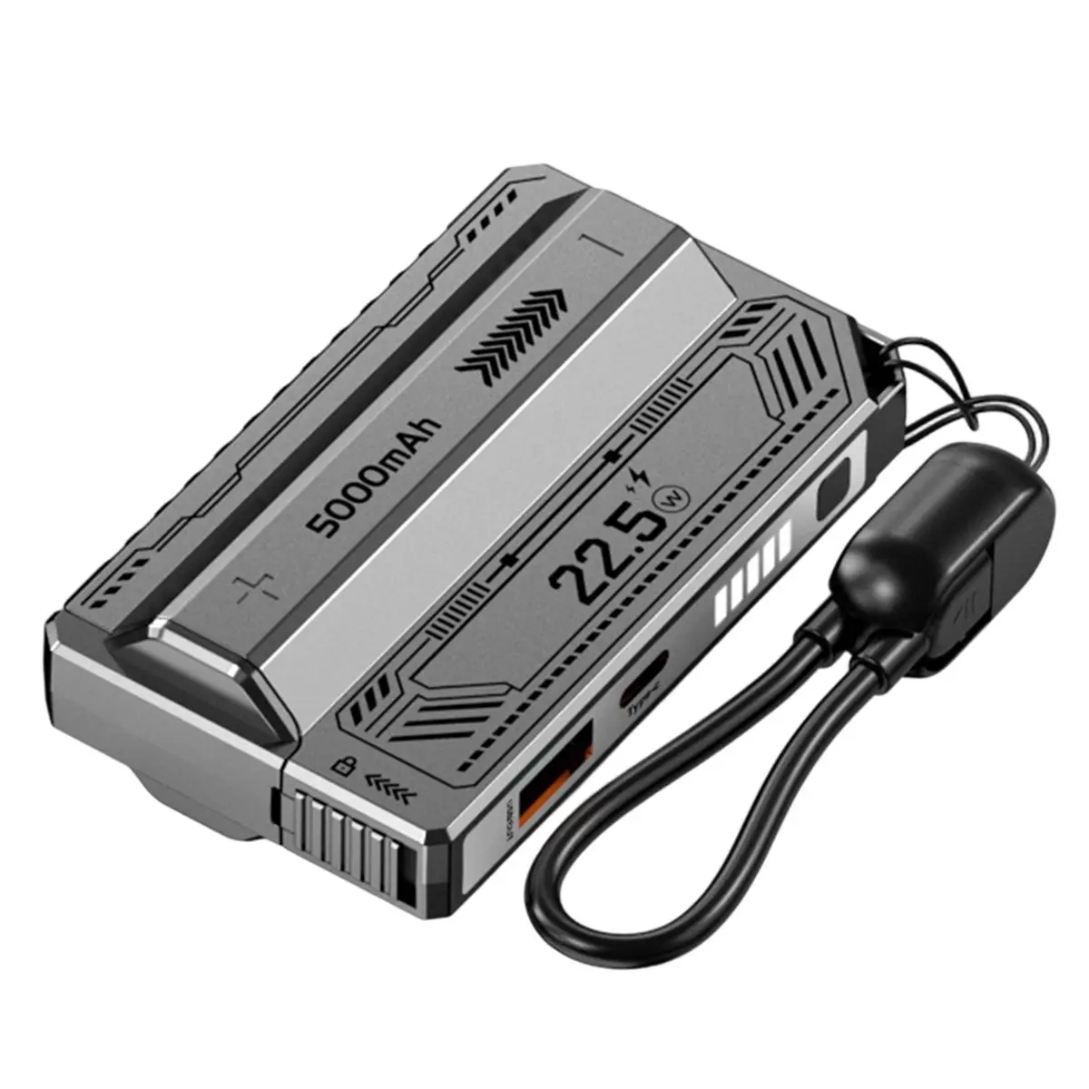 ABGN DIY 21700 Power Bank Case PD 20W Fast Charging Detachable Cable Detachable Power Bank Without Battery Gray