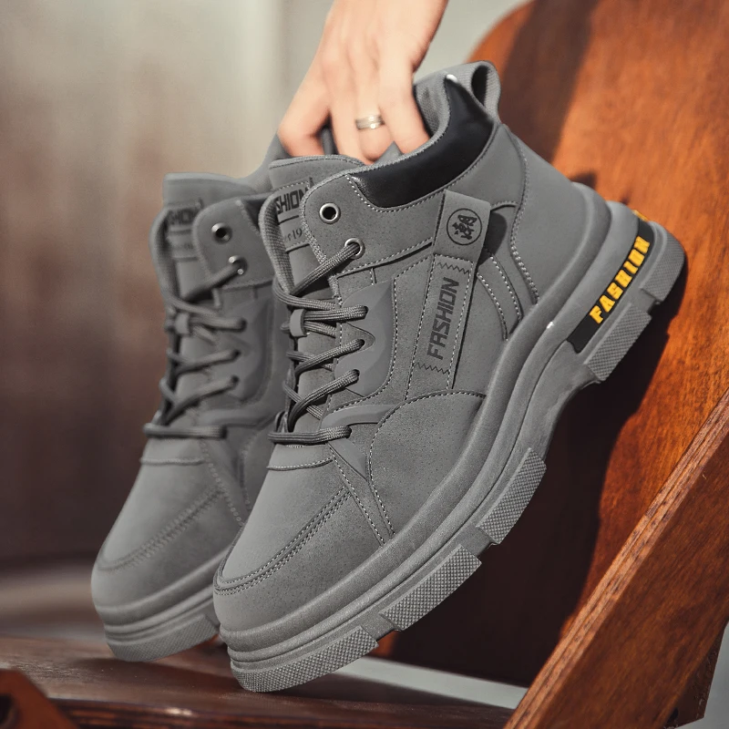 Men‘s Casual Sneakers High Quality Comfortable High Top Ankle Boots Chelsea Fashion Cowboy Work Shoes Trendy Versatiled Hombres