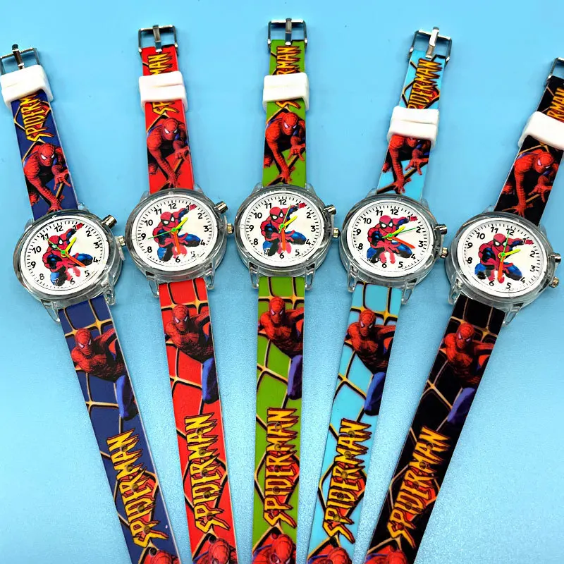 Wunder für Kinder Uhr Spider Man Avengers Cartoon Quarz Armbanduhr Silikon band Licht Junge Mädchen Kinder Student Reloj Infantil