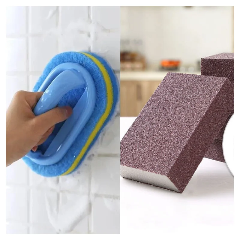 

1/4Pcs Sponges sandy fiber Scouring Pads Kitchen Pot Dishwashing Magic Rust Remover Brush Cleaning Accessories