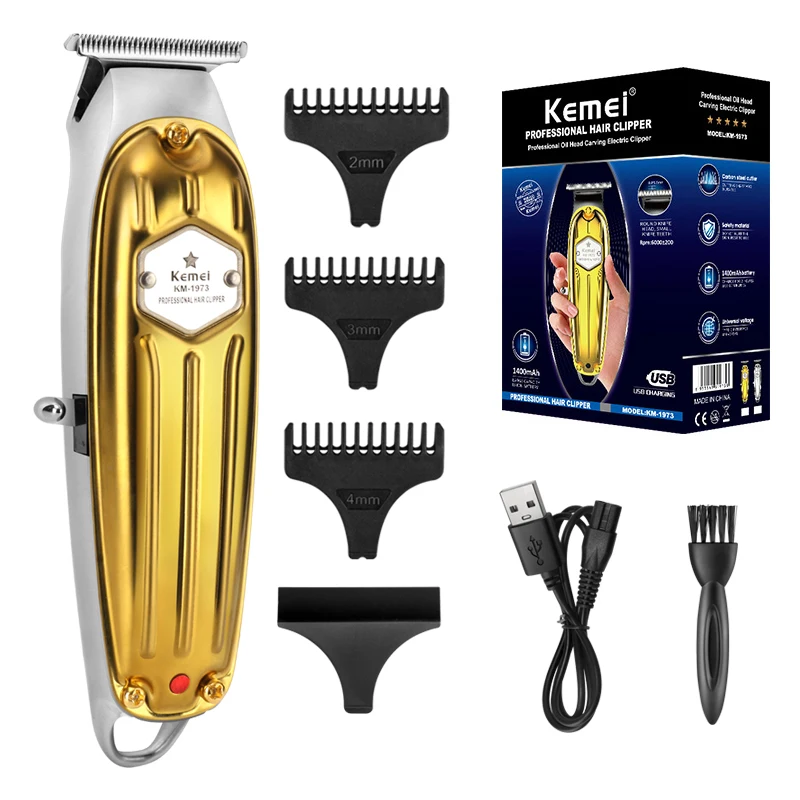 

Kemei Electric Hair Clipper Professional Hair Cutting Machine Cordless Haircut Machine Rechargeable Hair Trimmer For Men KM-1973