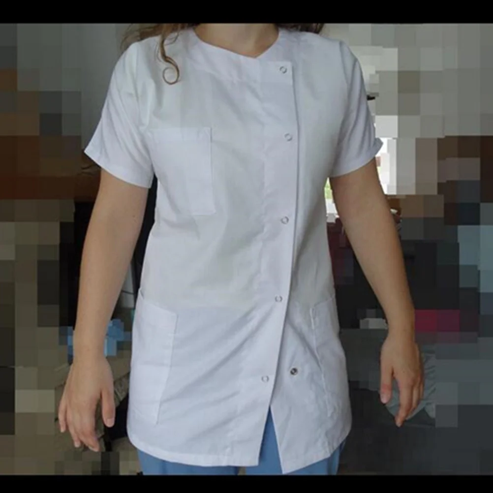 Wit shirt met korte mouwen Arts Verpleegkundige Werkuniform Ademend Stofdicht Stevig voor personeel Cosplay Wear