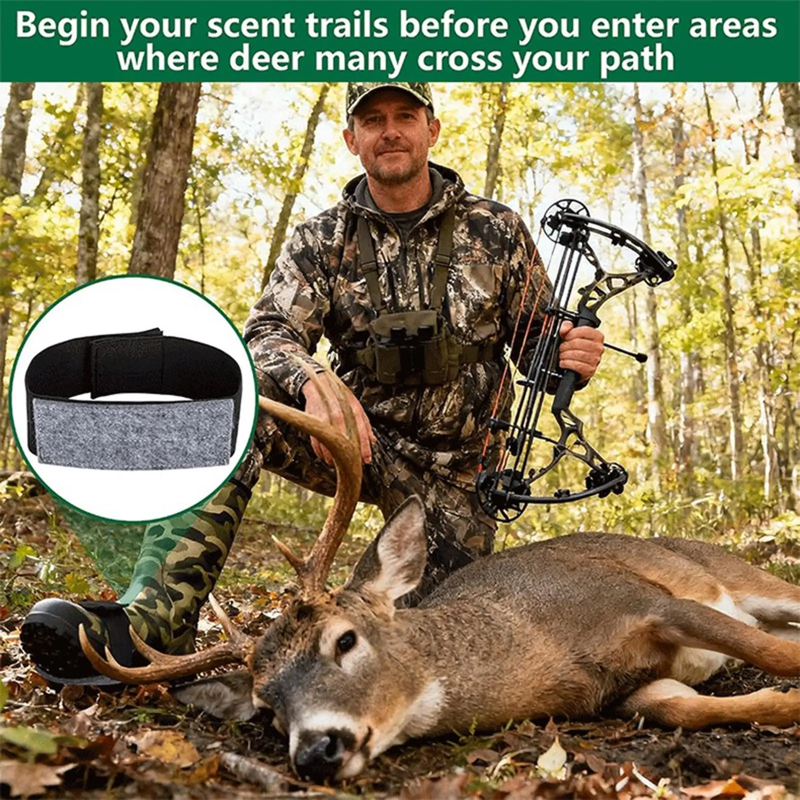 Deer Hunting Accessories Thick Felt Elastic Portable Absorbent Bait 8-Piece Outdoor Deer Urine Boot Pad For Adults Men Women