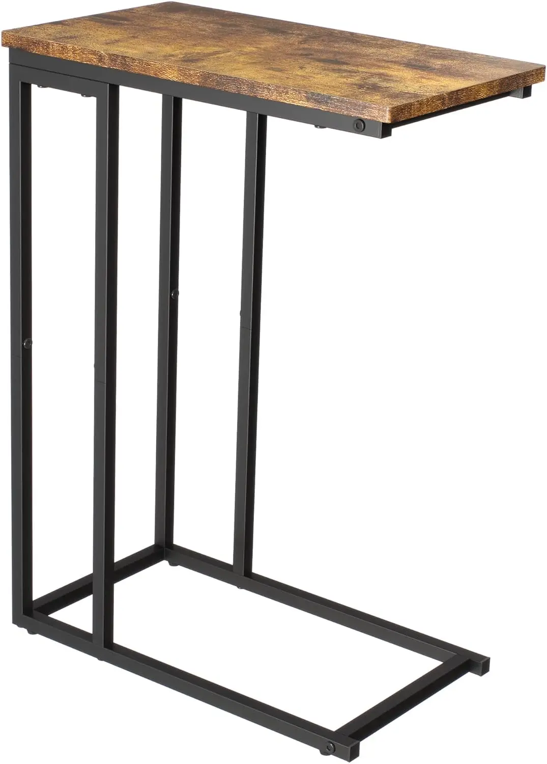 

C Shaped End Table, Slim Sofa Side Table for Living Room, Rustic Brown, Easy Assembly