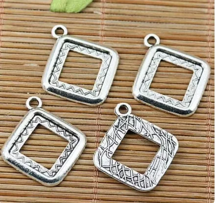 

20pcs 23.8mm cab size:14.7mm,hole 2.1mm Alloy matel charms tibetan silver square cabochon settings HWEF2019