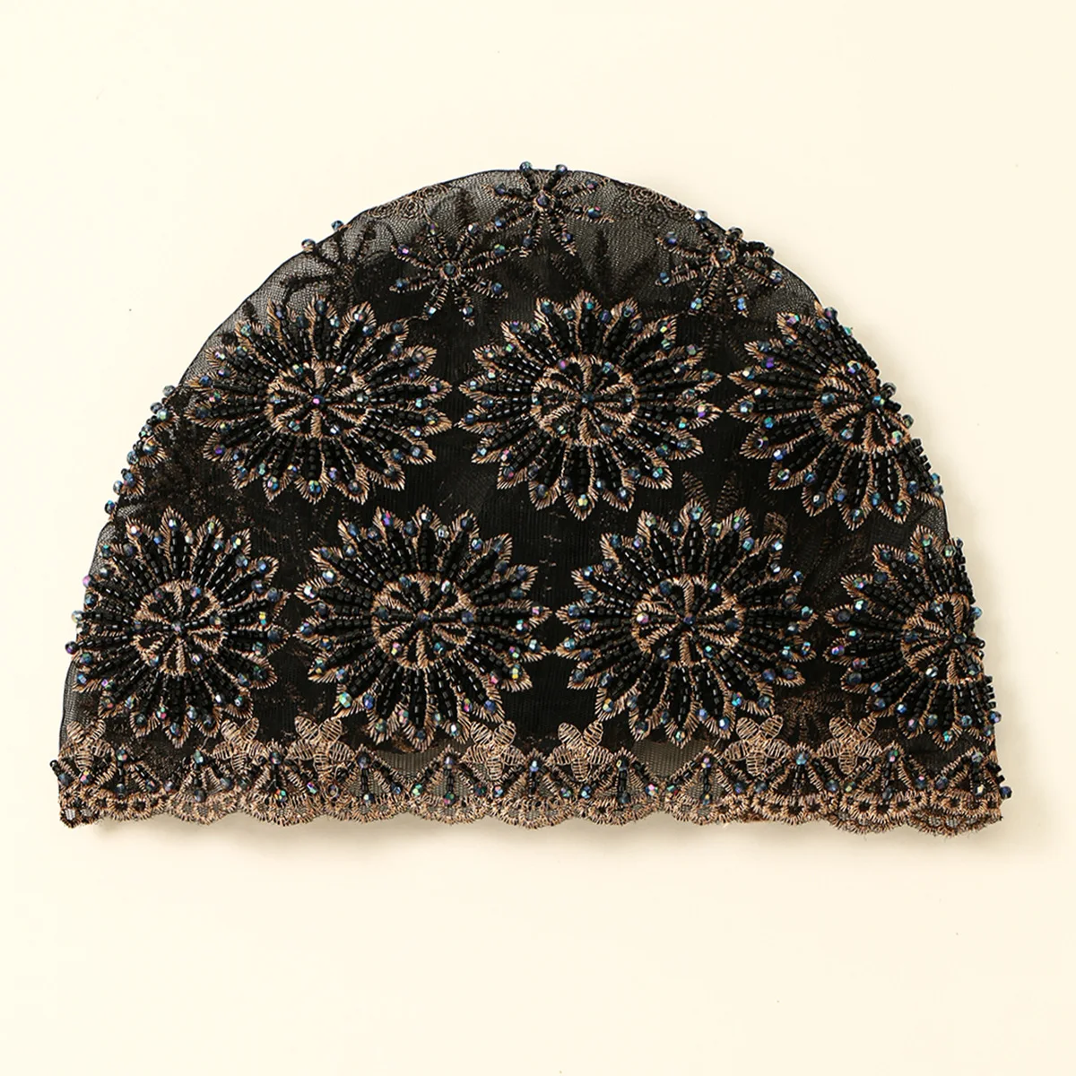

Мусульманская кружевная шапка, шапки из сетчатой ткани, тюрбан из бисера, алмазная нить, вышитый капот, шапка от выпадения волос, шапочка для арабских женщин, тюрбан Mujer