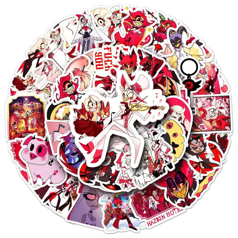 

50 шт. Hazbin Hotel Angel Dust Alastor Vox Husk анимация мультфильм творческий рюкзак чехол для телефона декоративная наклейка игрушки подарок