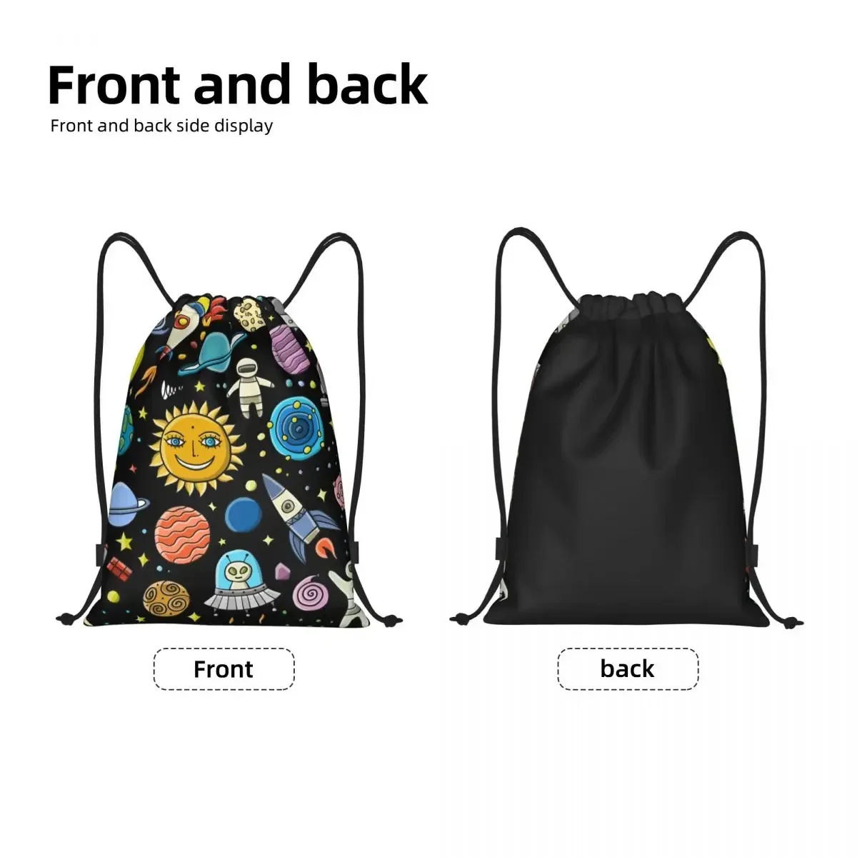 Space Rocket Planet Drawstring Bags for Training Yoga Backpacks Women Men Universe Alien Astronaut Spaceship Sports Gym Sackpack