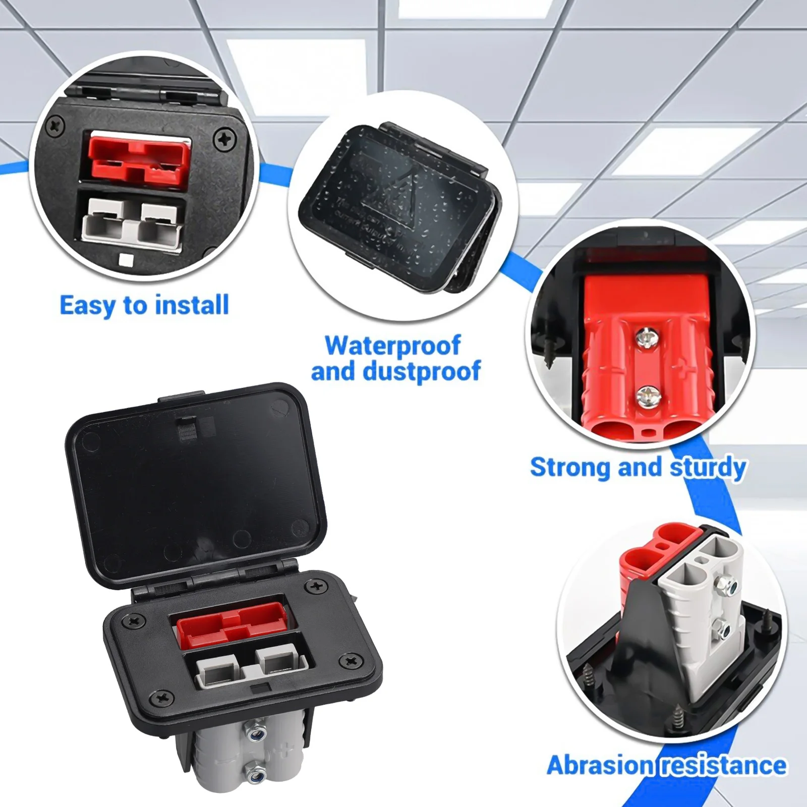 600V Panel Dual Flush Mount Bracket Black red gray Installation For Electric Vehicles Adapter Copper Silver Contacts