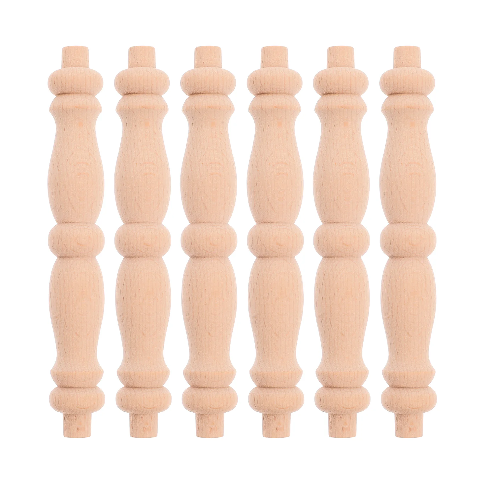 6 Pcs Wood Carving Cabinet Wooden Spindles for Crafts The Fence Repair Mandrel Furniture Staircase Indoor Unfinished