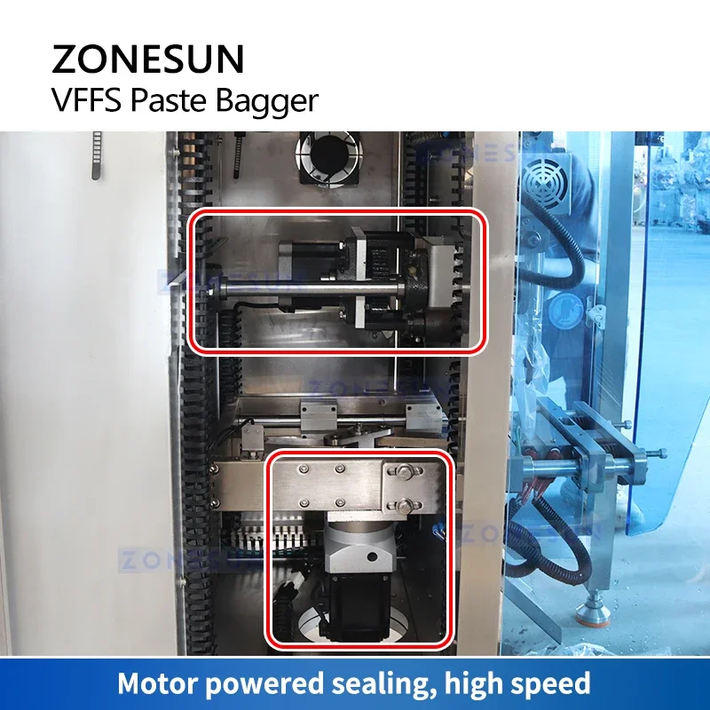 ZONESUN VFFS Liquid Bagger Ketchup Pasta Chili Sauce Pouches Packaging Filling and Sealing Machine Servo Rotor Pump ZS-FP220