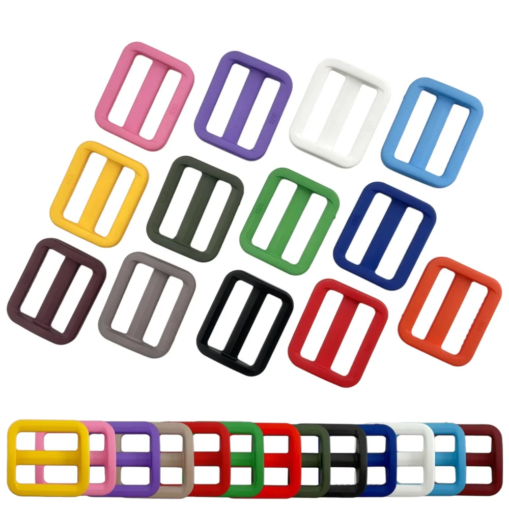 10pcs 1 inch Colorful Plastic Slider Tri-Glide Adjust Buckles for 25mm Webbing Straps Adjustable Slide Design