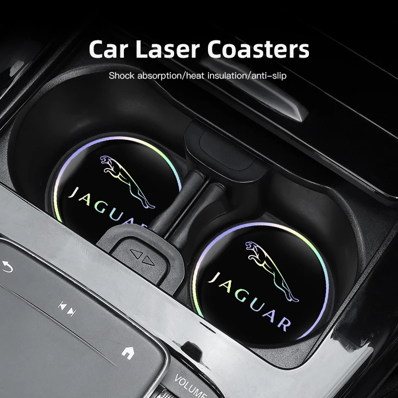 

2Pcs Car Water Cup Mat Auto Interior Storage Pad Accessories For Jaguar X S F XF XE XJ XK XEL XFL XJL XJ6 XJS XKR XFR F-Type