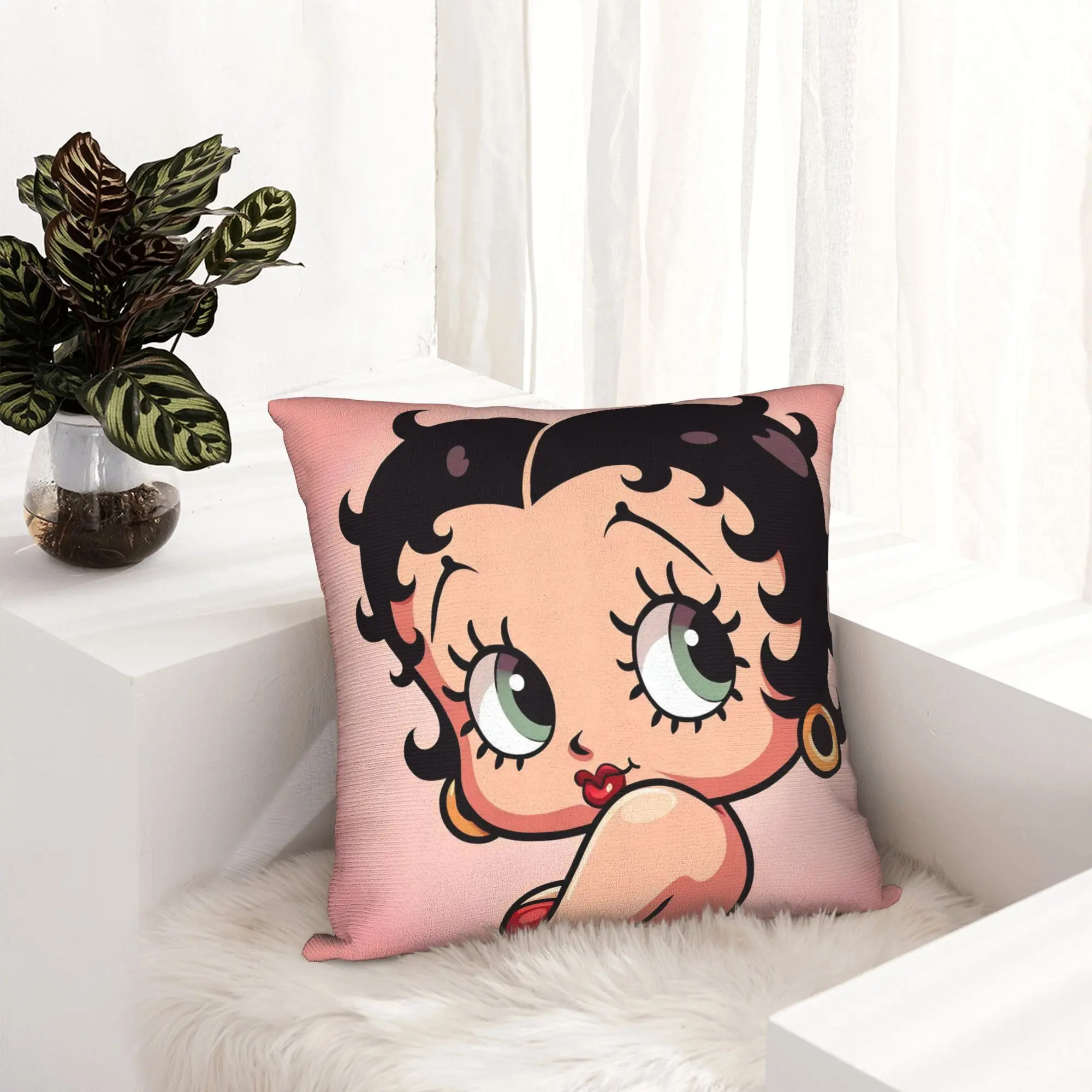 Anime B-Betty BoopS Pillowcase Printed Polyester Cushion Cover Decorative Cartoon Throw Pillow Case Cover Chair Zippered 40X40cm