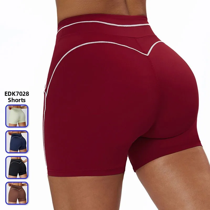 

High Waist Sports orts Women's Yoga Fitn Running Outdoor Flip Waist Head Color Blo Sports orts Four-Fifths Length