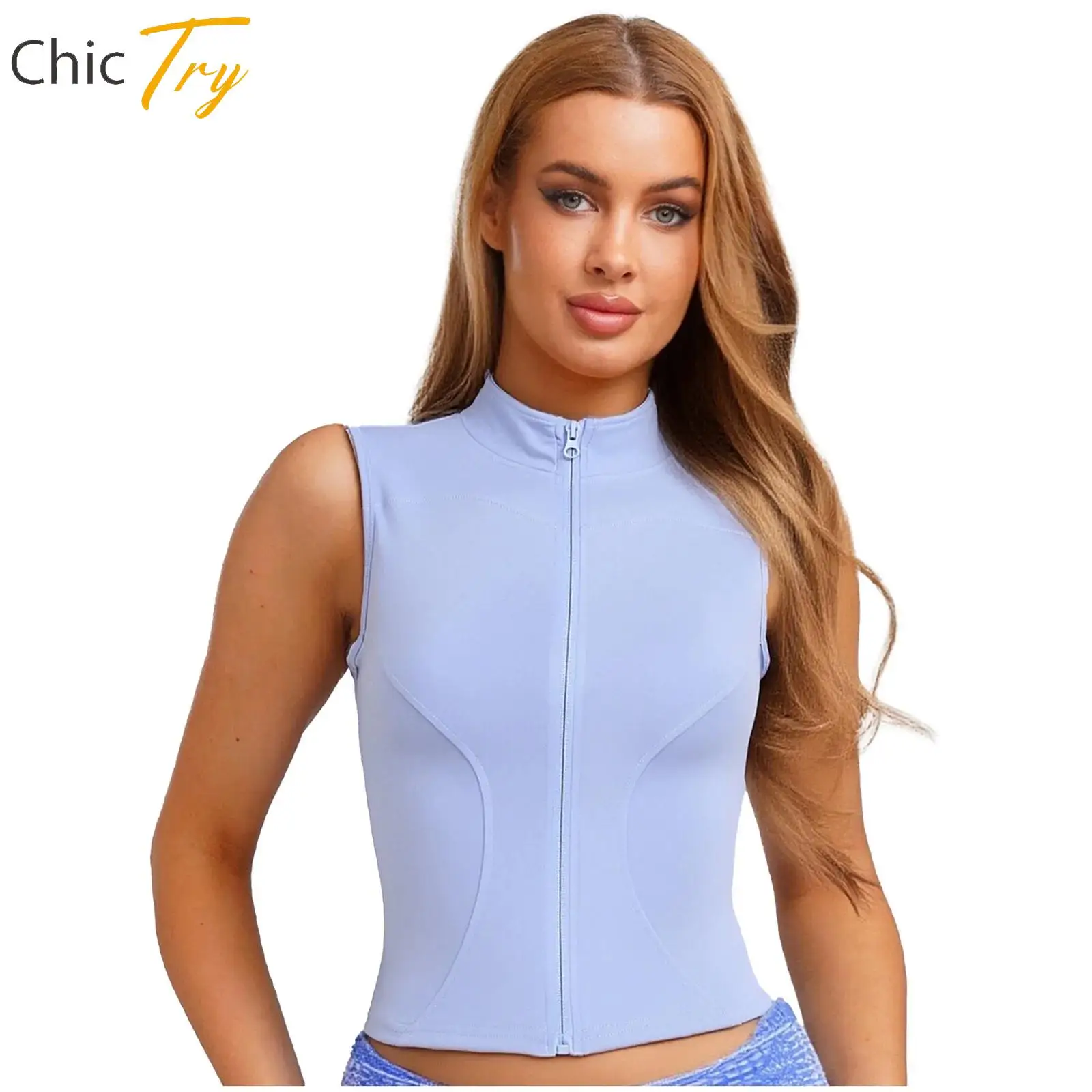 

Yoga Tops Womens Sports Vest Pilates Fitness Gym Workout Running Clothes Sleeveless Zipper Tank Top Athletic Vest Gym Sportswear