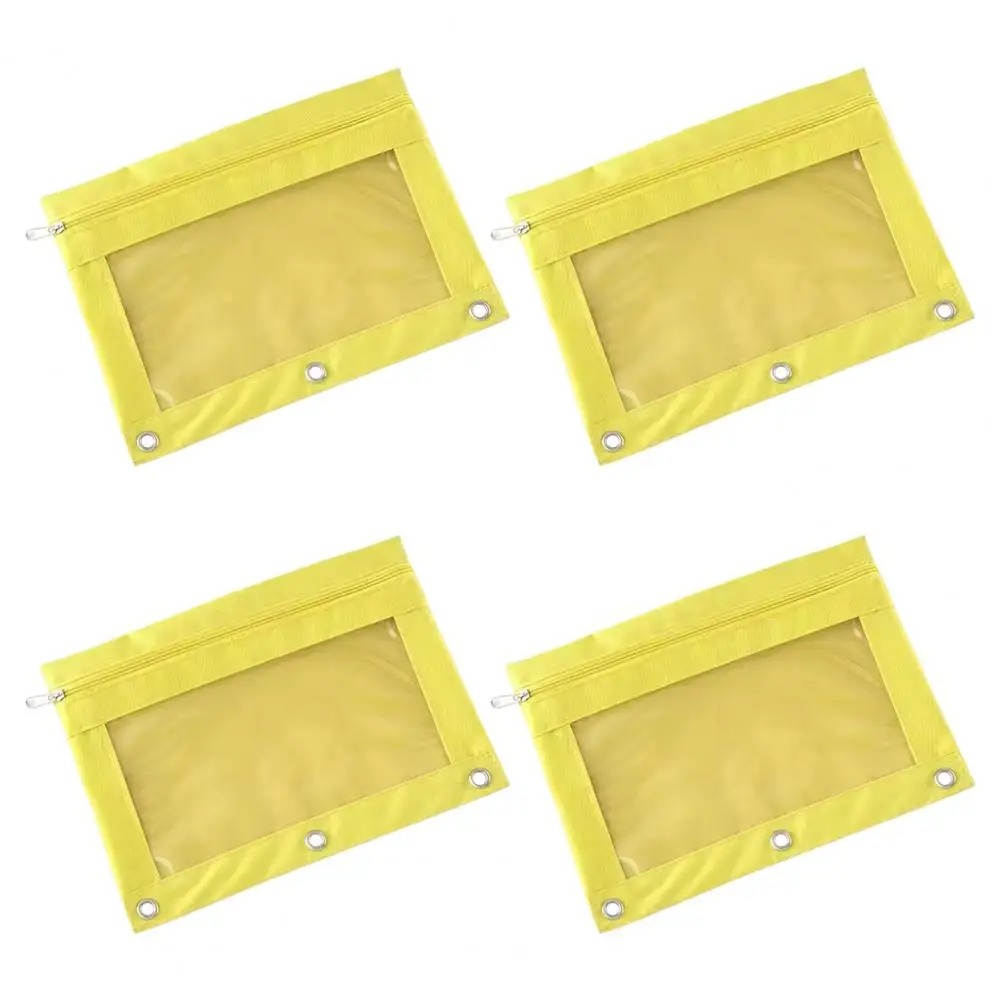 Waterproof Oxford Cloth Pencil Case com janela transparente, fechamento do Zipper, Binder Pencil Bags, Papelaria de capacidade para a escola