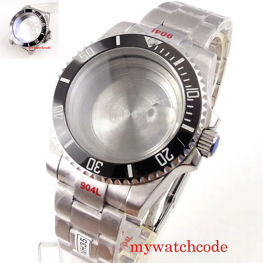 

40mm Tandorio 200m Waterproof NH34 NH35 NH36 Watch Case Accessories Steel Bracelet for SKX Watch Maker 120clicks Black Bezel