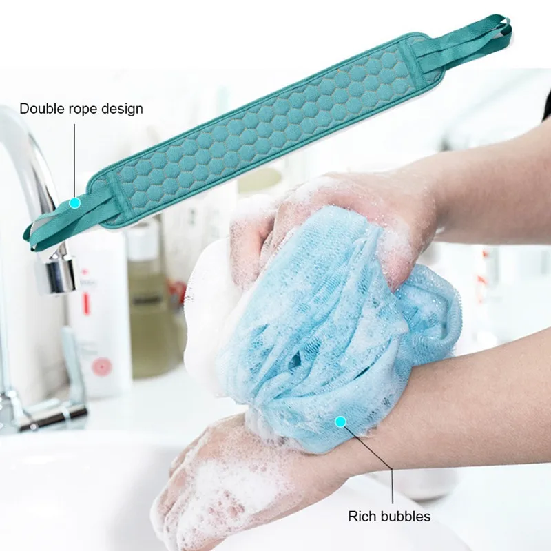 Picture 5: Premium Back Scrubber Body Towel Bath Cloth Deep Cleaning Reaching Straps Shower Rubbing Towel for Neck Shoulders